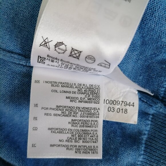 Brooks Brothers Supima Cotton Men's Blue V Neck Sleeveless Sweater Vest Size M - Picture 7 of 7